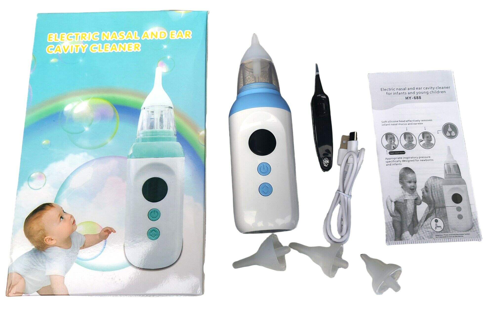 ASPIRADOR NASAL ELECTRICO SACA MOCOS p/BEBES HY-688  RECARGABLE 80u