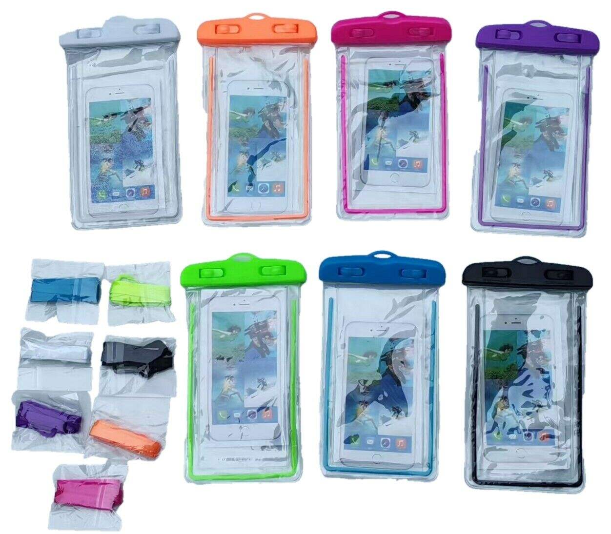 FUNDA DE AGUA PROTECTORA IMPERMEABLE PARA CELULAR c/LUMINISCENCIA 500u