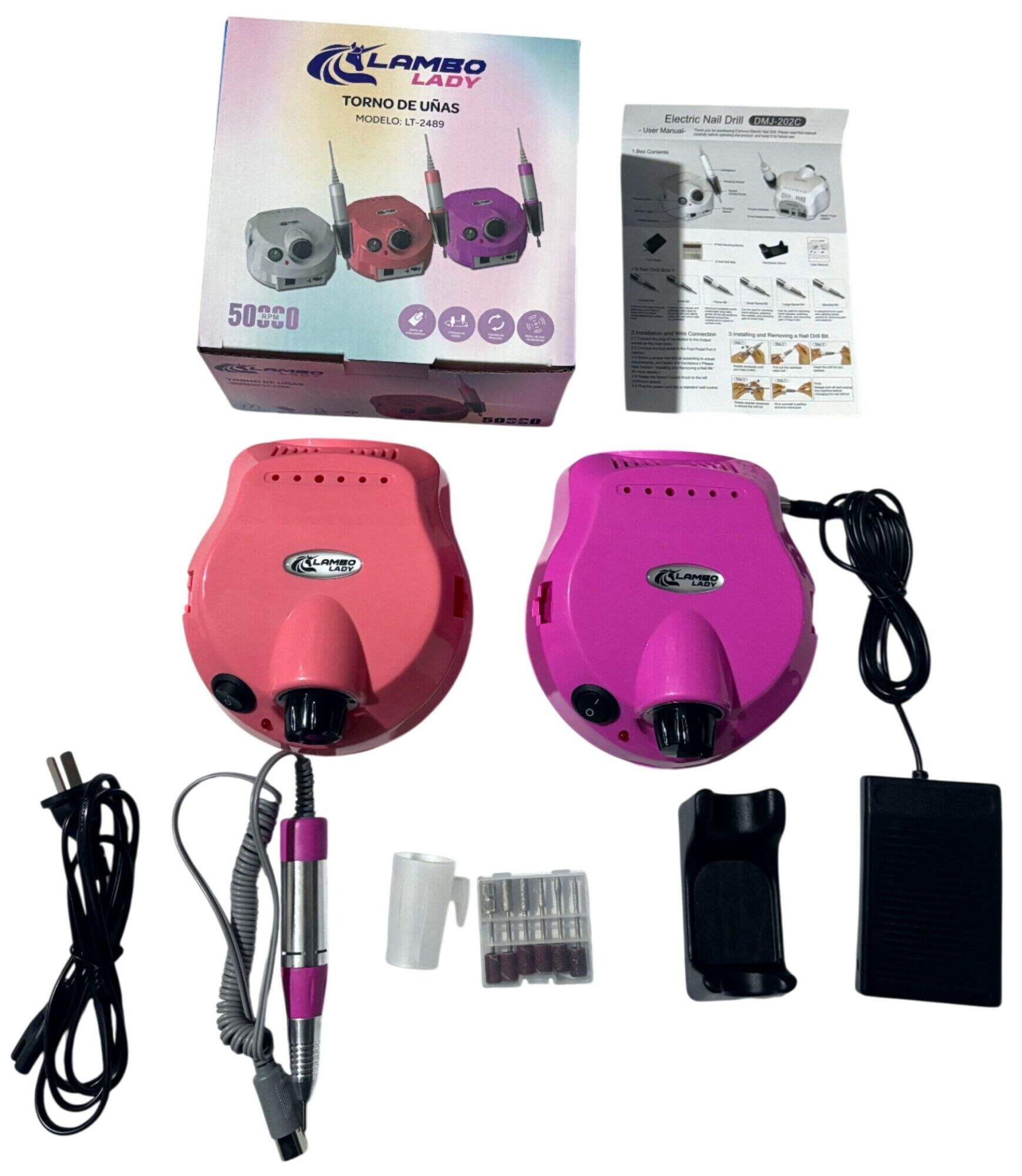 TORNO DE UÑAS LAMBO LADY LT-2489 220v 8rosa 4fucsia 12u