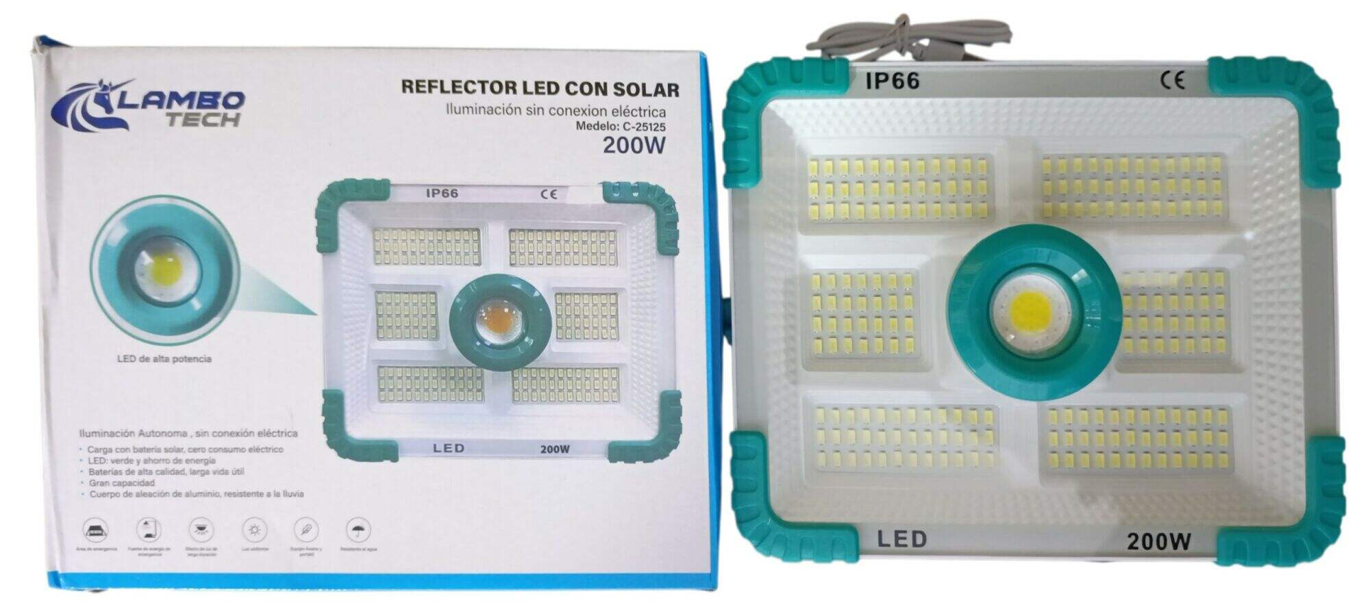 REFLECTOR LED SOLAR IP66 LAMBO TECH 200w 20u