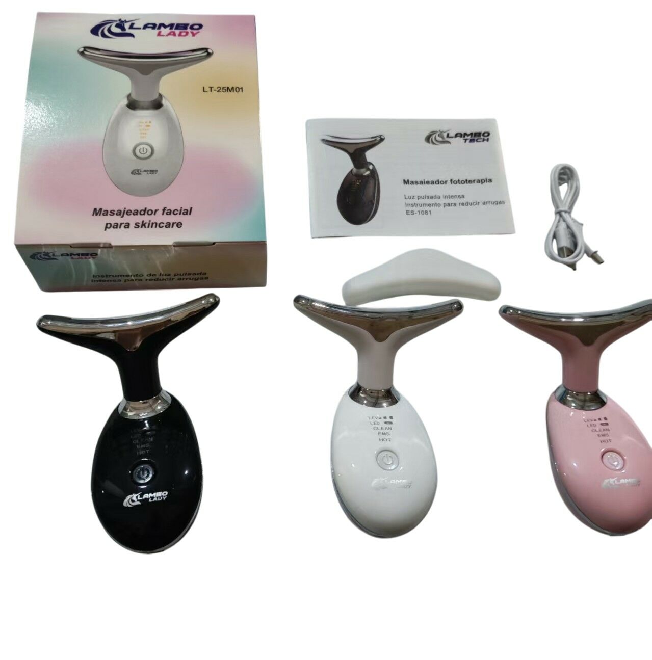 138 MASAJEADOR FACIAL RECARGABLE USB LT-25M01 LAMBO LADY 80u
