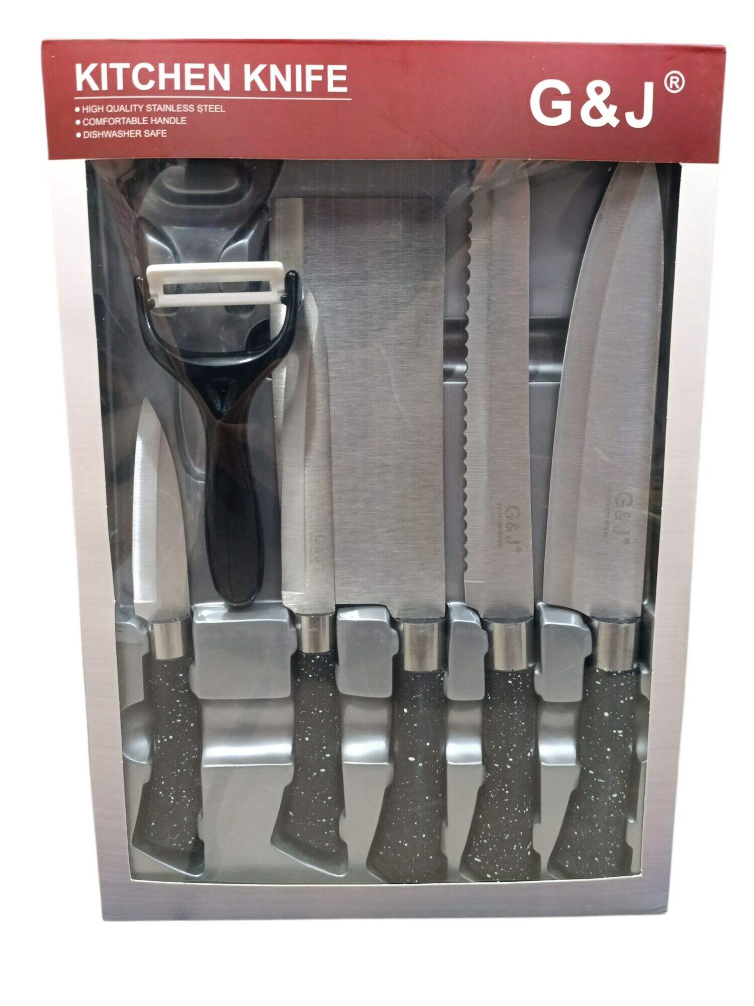 KIT COCINA MULTIUSO G&J G80191 x6pcs 5 cuchillos 1 pelapapa 36u