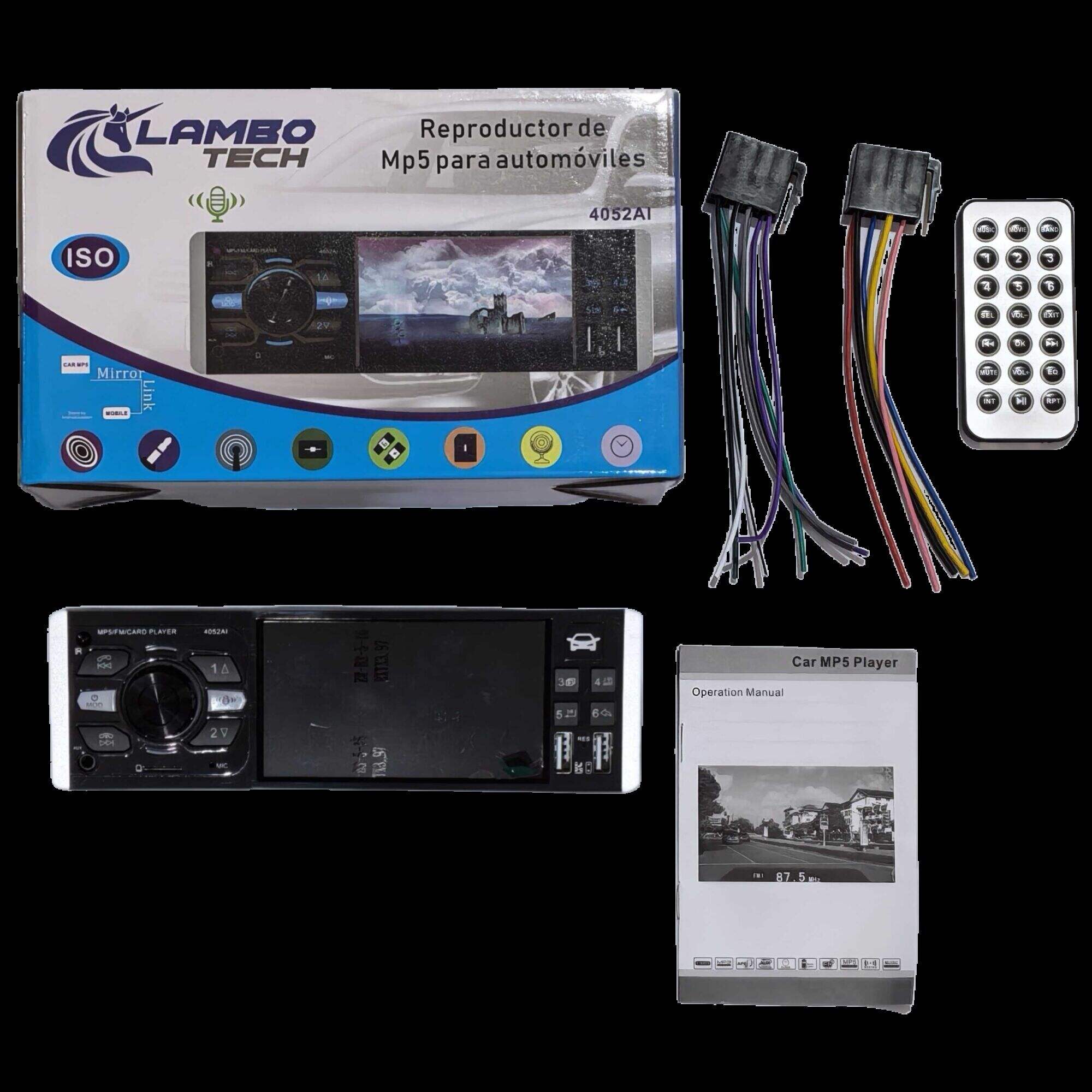 ESTEREO CON PANTALLA 4.1 AUTOMOVIL LAMBO TECH 4052AI REPRODUCTOR MP5   30u