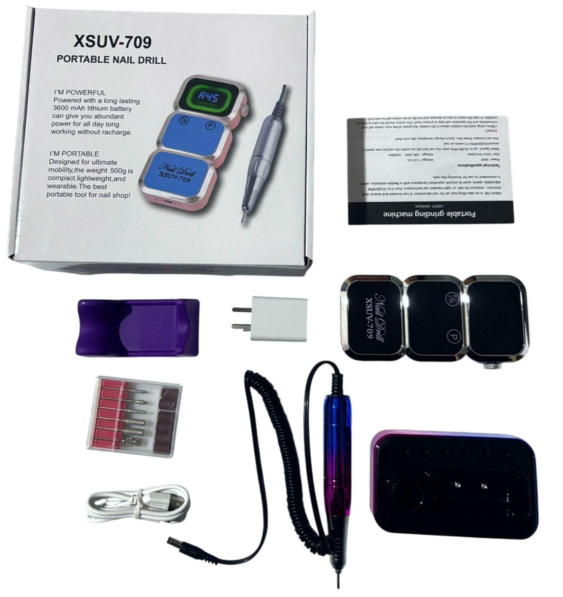 TORNO DE UÑAS TORNASOLADO PORTATIL XSUV-709 220v 24u