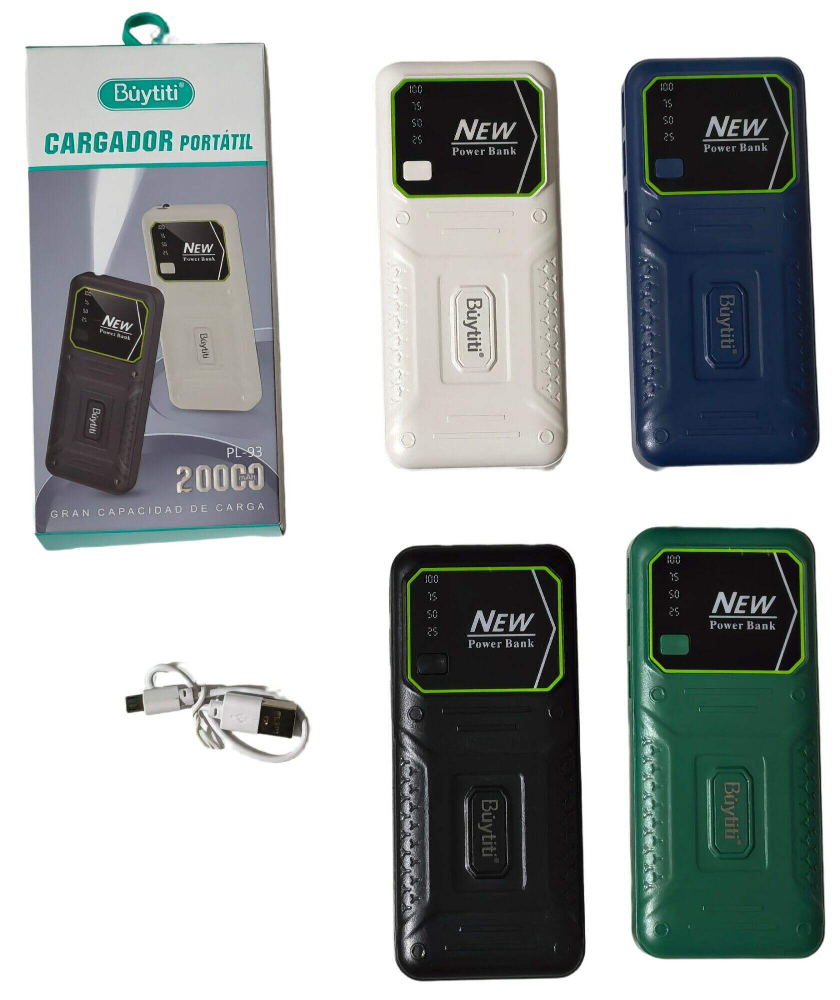 CARGADOR PORTATIL POWER BANK BUYTITI PL-93 20000mAh 100u