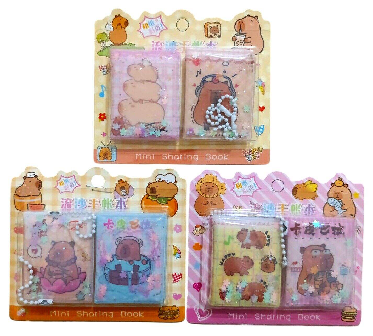 XM-A14 MINI CUADERNO CON GLITTER Y STICKERS LABUBU CAPYBARA 800u
