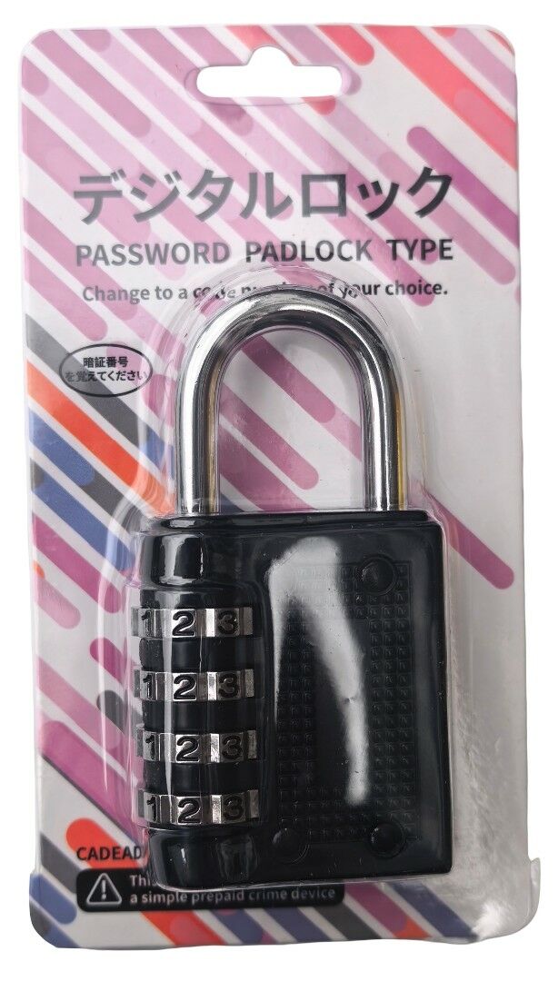 CANDADO COMBINACION SY04 4 DIGITOS negro 180u