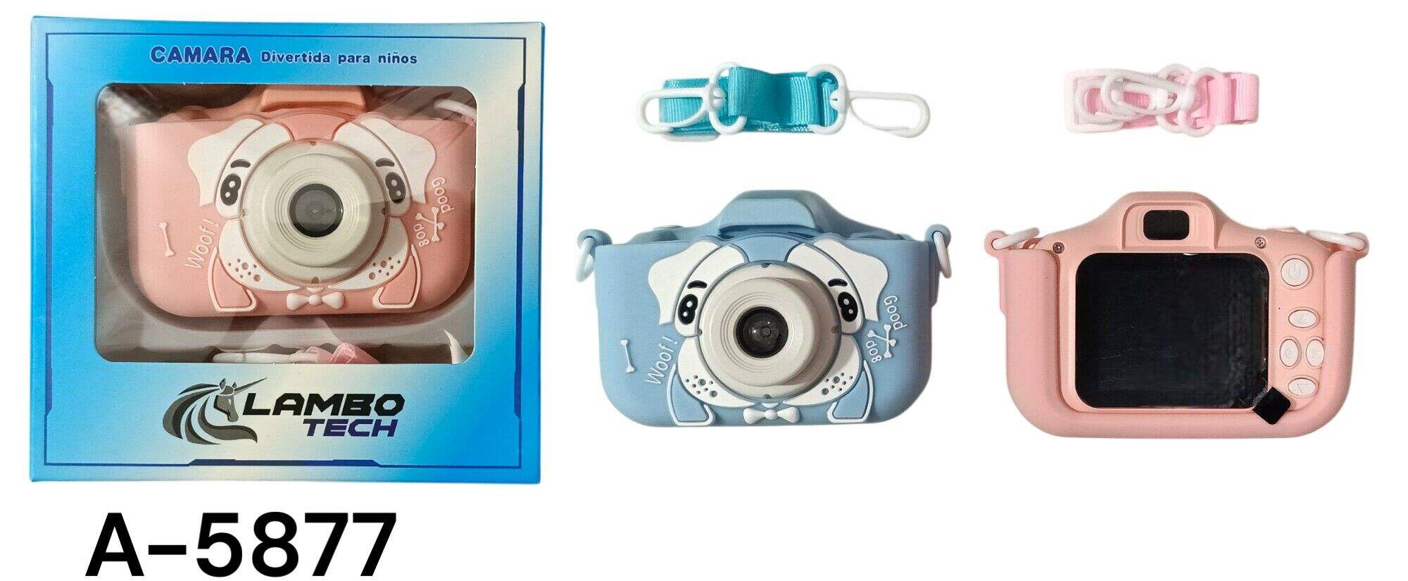 CAMARA DIGITAL INFANTIL LAMBO TECH C/FUNDA+COLGANTE RECARGABLE PERRO 100u