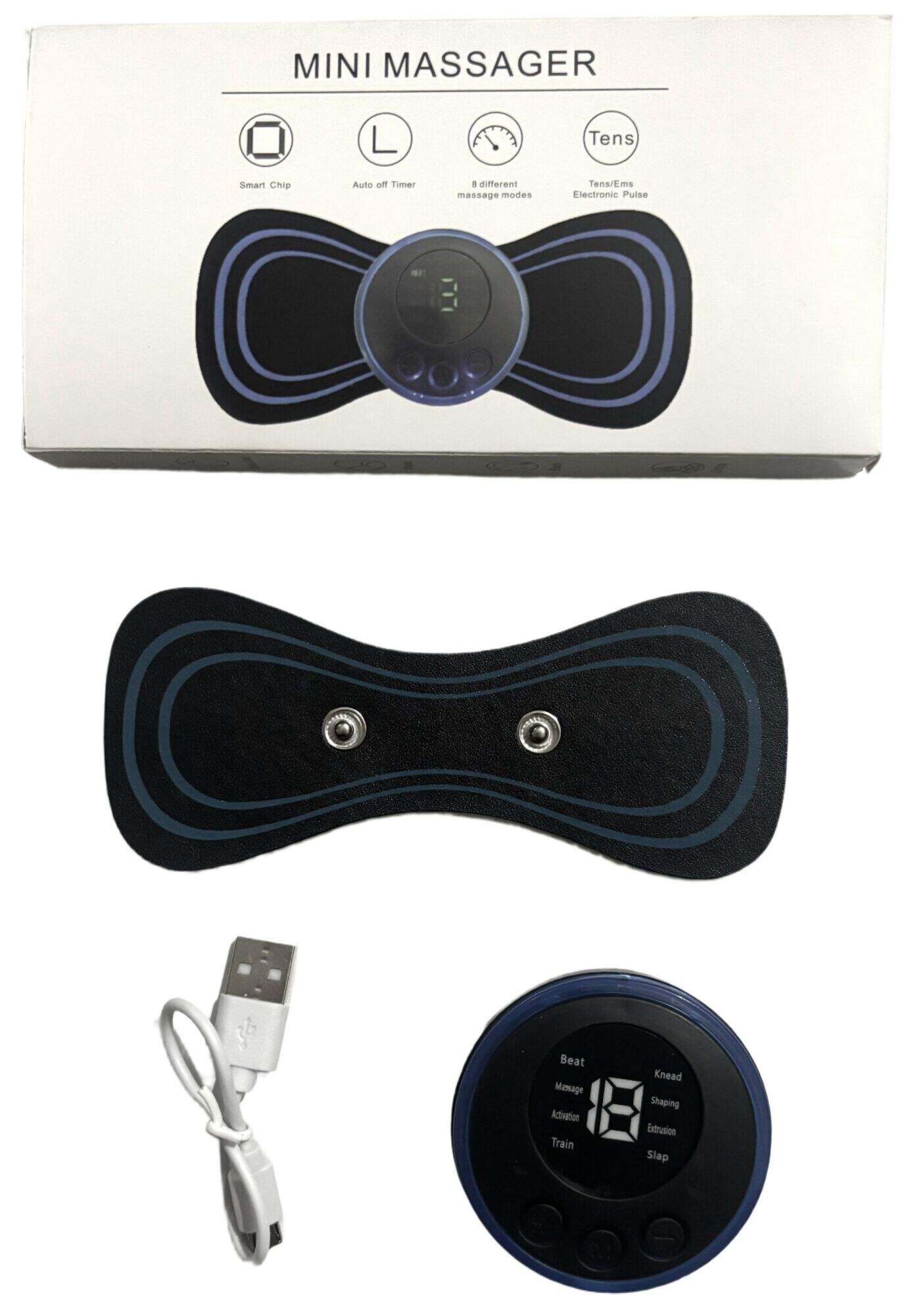 MINI MASAJEADOR PARCHE ESTIMULADOR MUSCULAR EMS ELECTRICA MARIPOSA RECARGABLE 400u