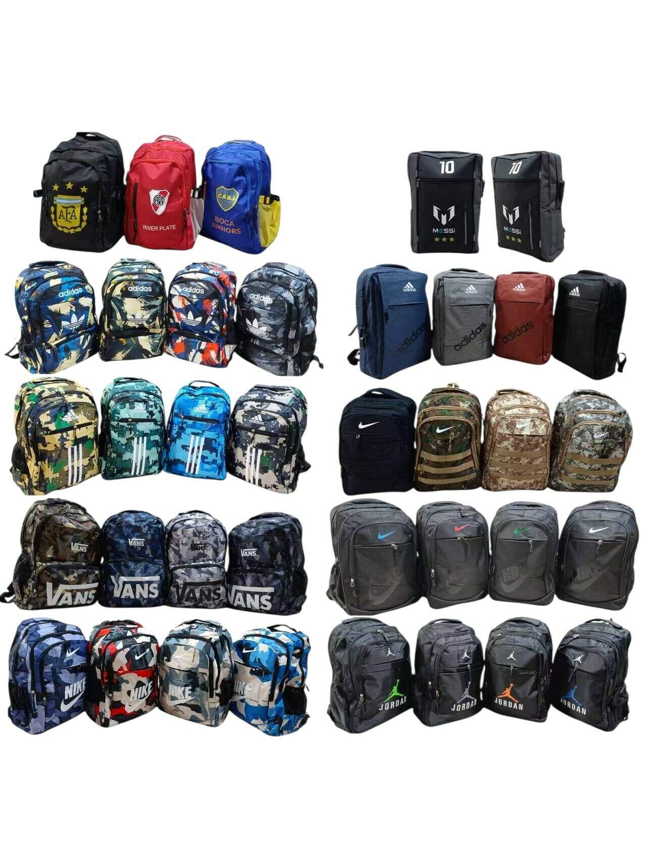 MOCHILA 10 MODELOS Boca River Messi Adidas Nike Jordan SURTIDO 120u