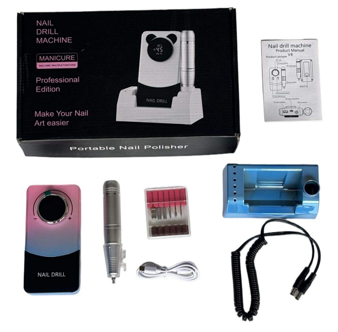 V9 TORNO PARA UÑA BICOLOR GRADIENTE RECARGABLE USB 20u