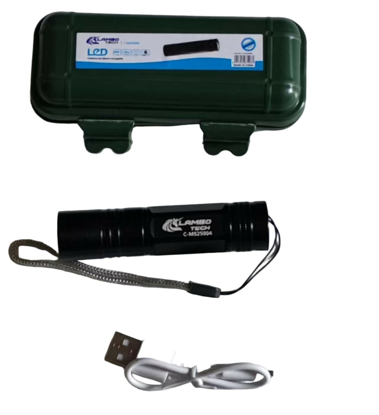 LINTERNA ALUMINIO RECARGABLE USB LAMBO TECH C-MS25004 240u