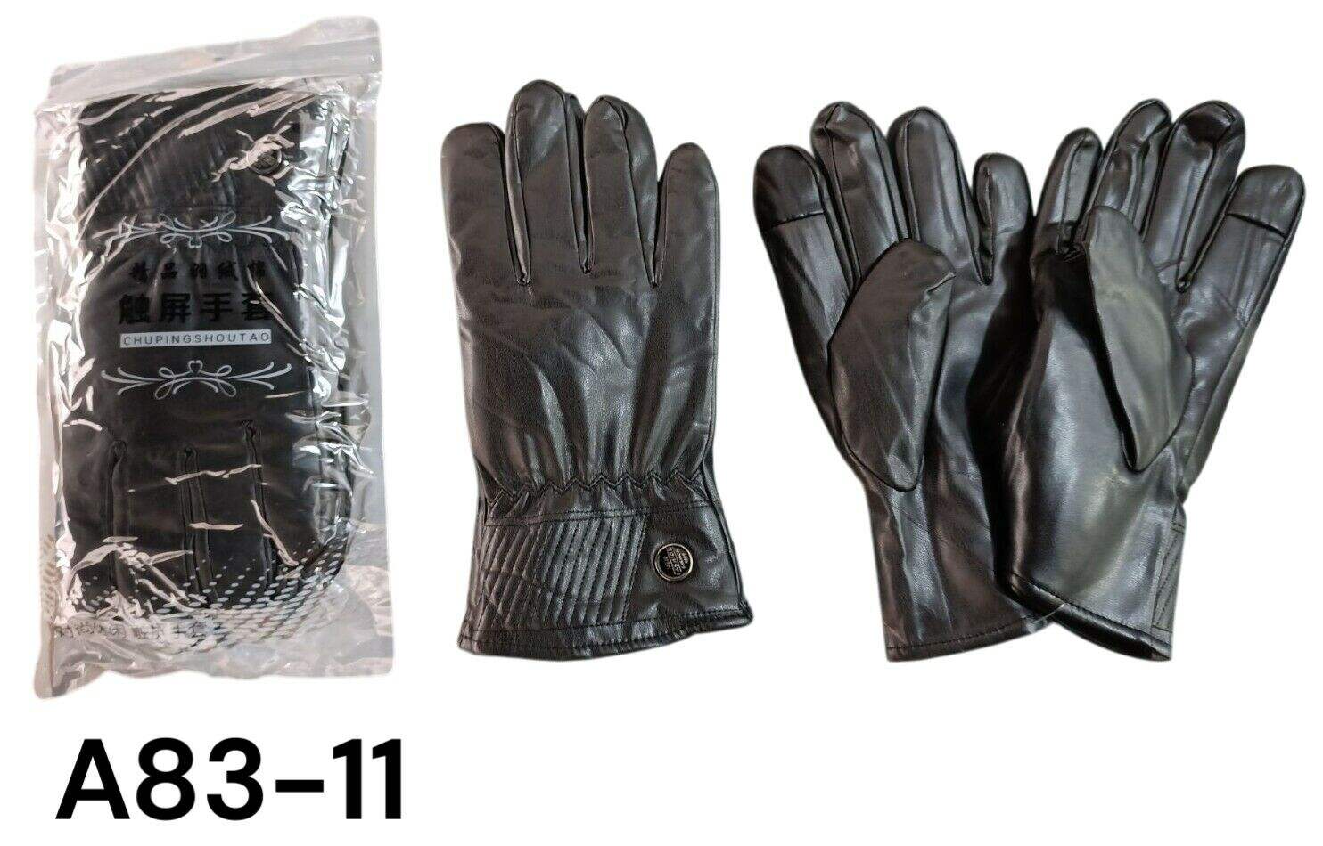 GUANTES CUERO SINTETICO DEDO TACTIL INTERIOR POLAR HOMBRE 480u
