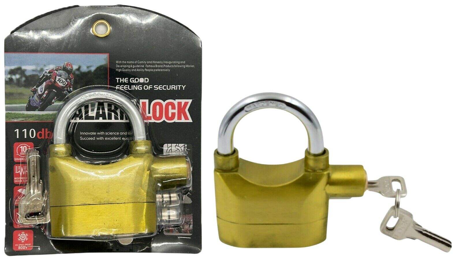 CANDADO CON ALARMA ALUMINIO CORTO bronce 60u