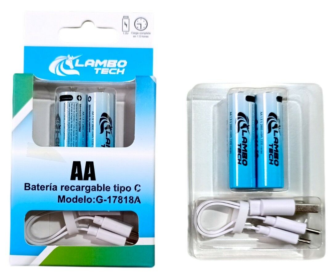 PILA AA 2600mAh RECARGABLE LAMBO TECH G-17818A x2pcs 100u