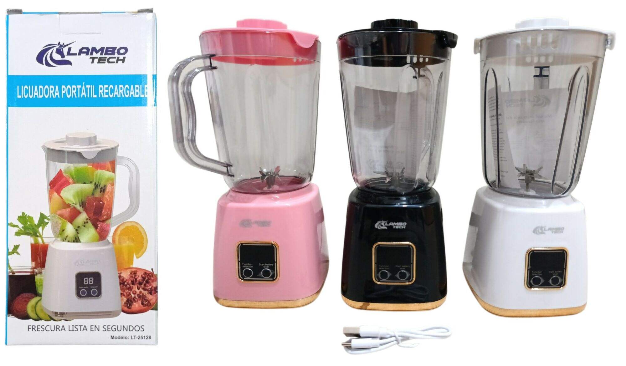 LICUADORA ROMPEHIELO PORTATIL RECARGABLE 600ml HP-158 LAMBO TECH LT-25128 40u