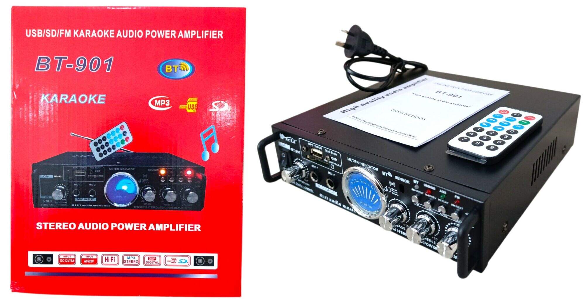 AMPLIFICADOR DE POTENCIA AUDIO KARAOKE BT-901 20u