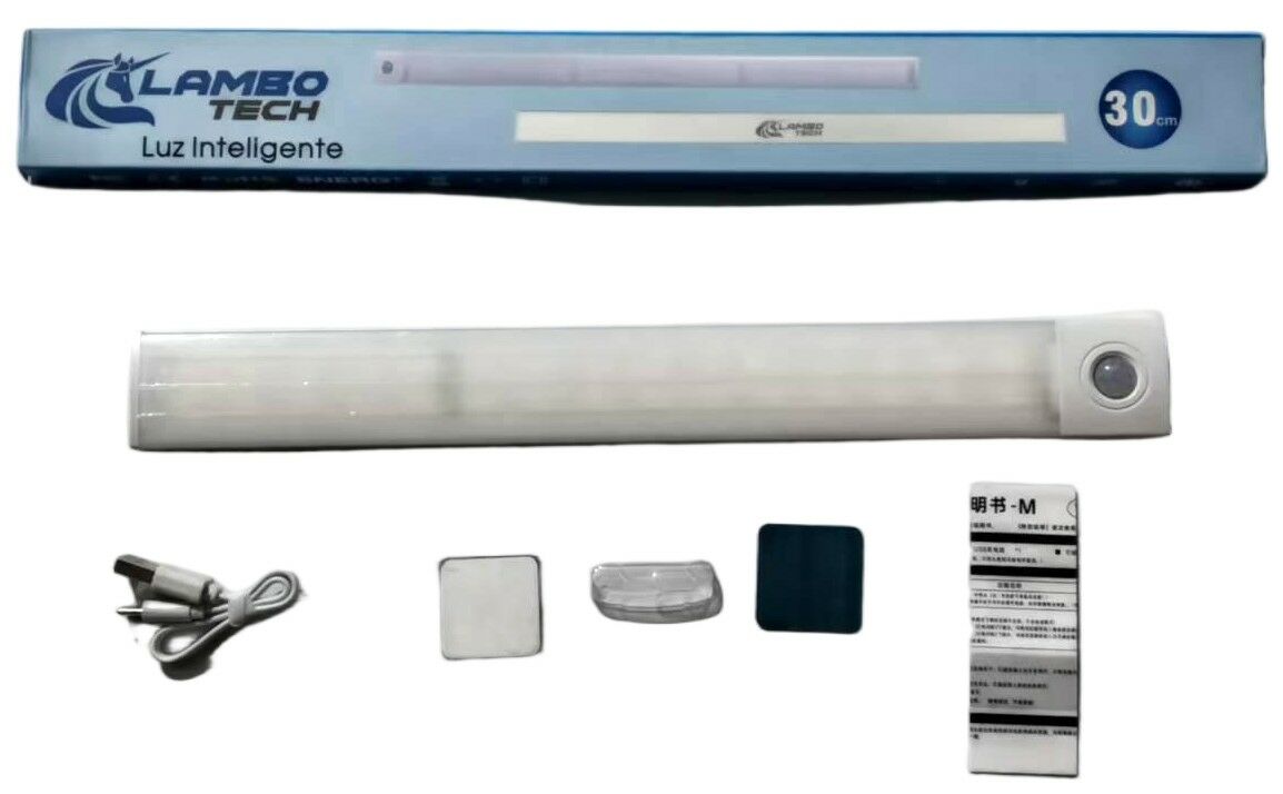 LUZ INTELIGENTE CON SENSOR 30cm RECARGABLE USB LAMBO TECH C-K1125 100u