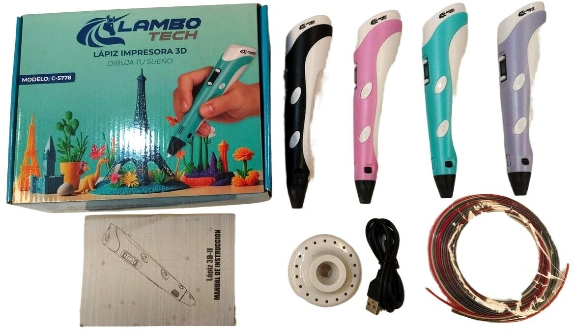 LAPIZ DE IMPRESION 3D+FILAMENTOS LAMBO TECH C-5778 USB 80u