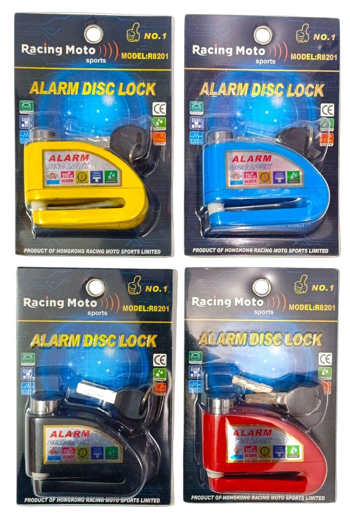 CANDADO TRABADISCO ALARMA R8201 20negro 10rojo 10azul 10amarilla 50u