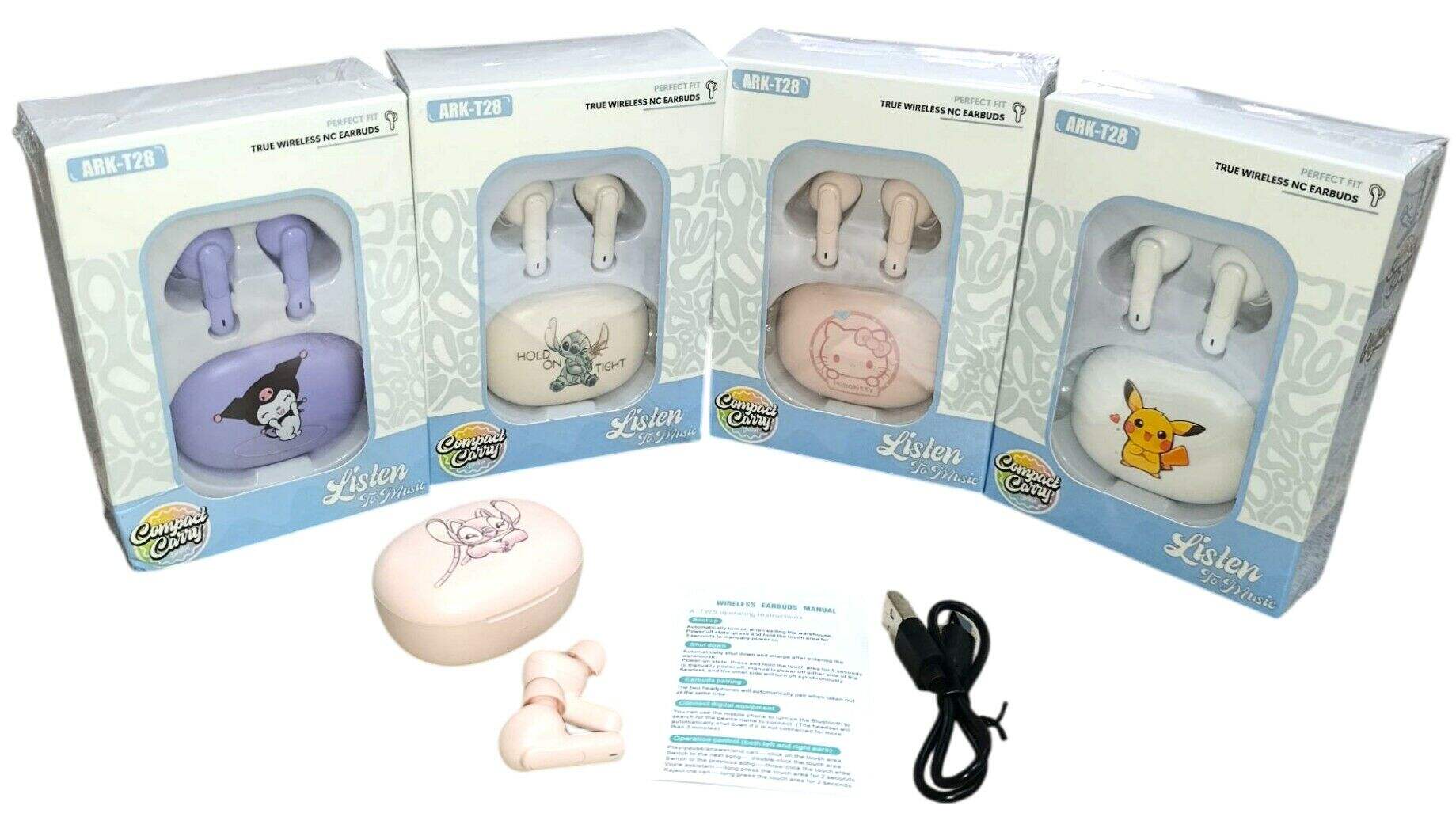 AURICULAR BLUETOOTH INALAMBRICO CON ESTUCHE ARK-T28 SERIE SANRIO 100u