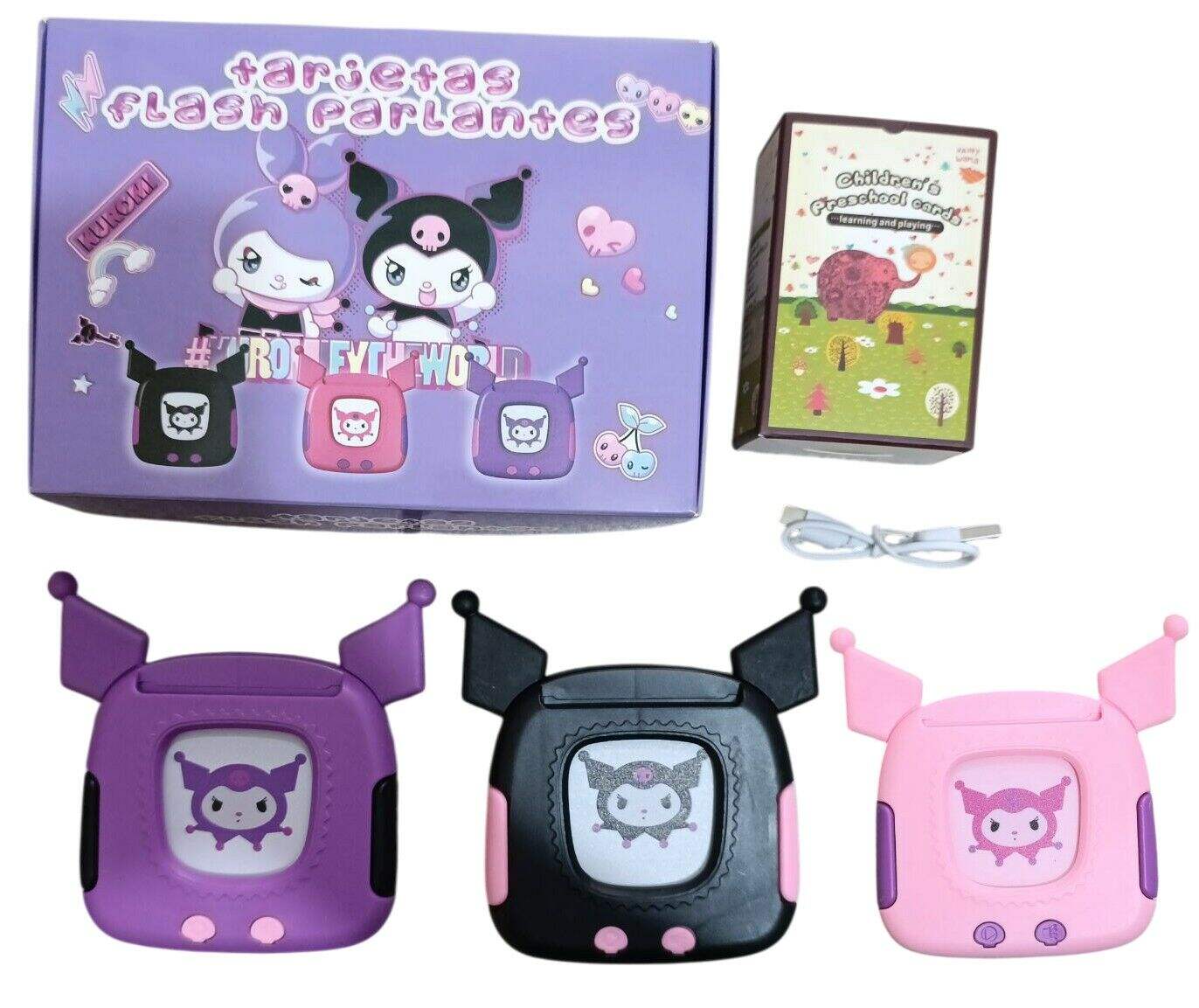 TARJETAS FLASH ELECTRONICO APRENDIZAJE VOCABULARIO KUROMI 100u