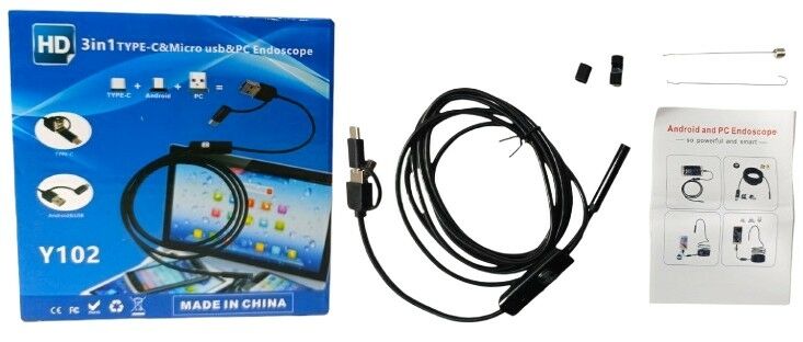 CÁMARA ENDOSCOPIO 3en1 TIPOC/ANDROID/PC 5m DESARMADA 240u
