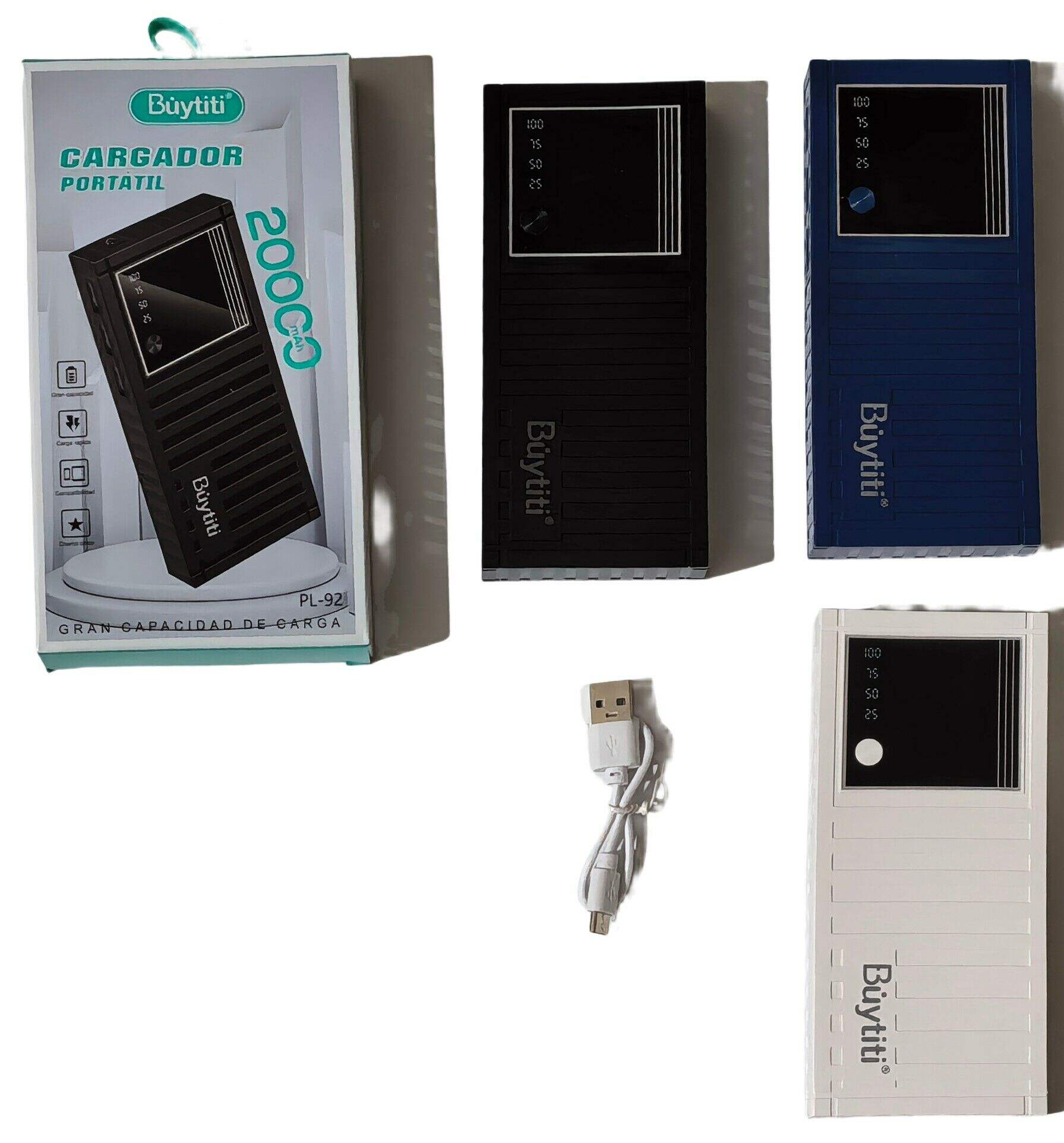 CARGADOR PORTATIL POWER BANK BUYTITI PL-92 20000mAh 100u
