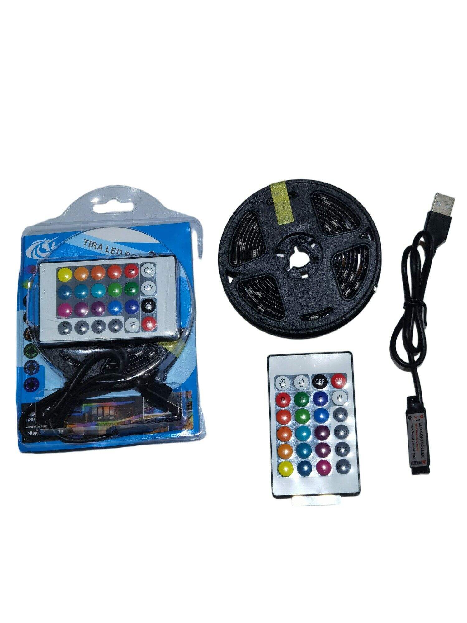 5V TV 5M TIRA LED CON CONTROL REMOTO CON USB LAMBO TECH desarmado 100u