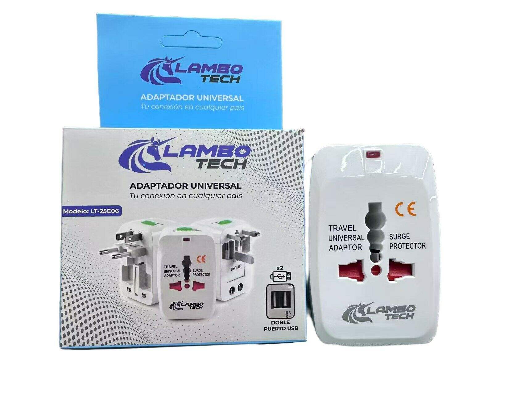 ADAPTADOR  UNIVERSAL VIAJERO DOBLE PUERTO USB  LT-25E06 LAMBO TECH 100u