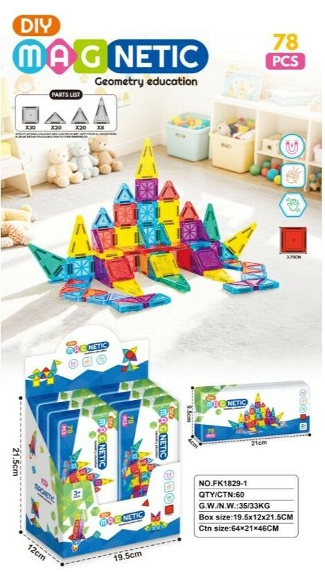BLOQUE DE CONSTRUCCION MAGNETICO FK1829-1 x78pcs 60u