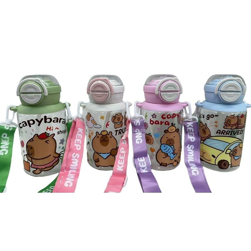 BOTELLA DE AGUA PLASTICO CAPYBARA c/2 PICOS 600ml modelos SURTIDOS 100u