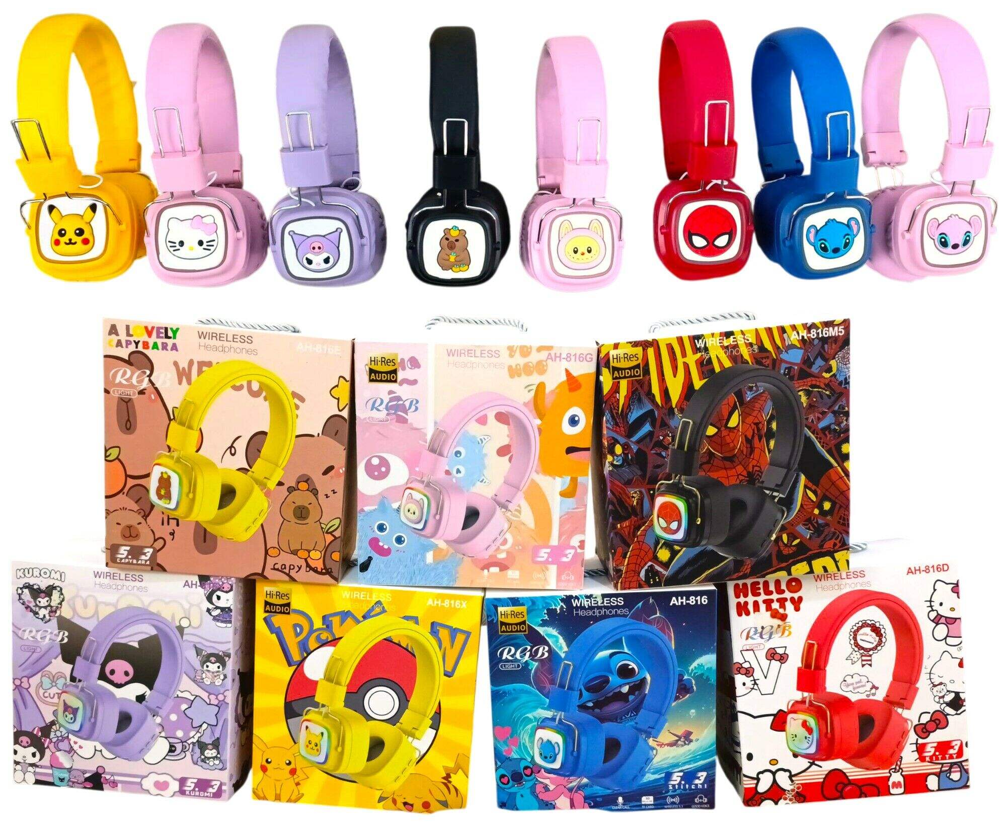 AURICULAR BLUETOOTH VINCHA AH-816 INFANTIL PERSONAJES 100u