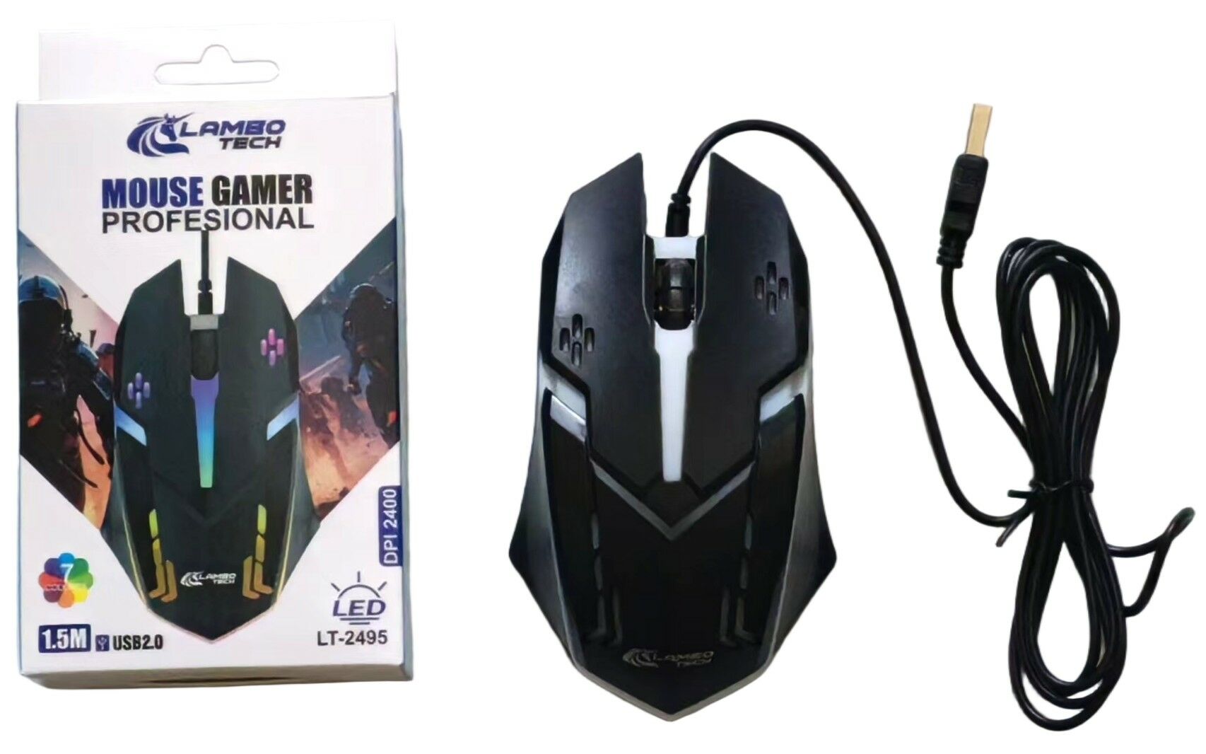 LT-2495 MOUSE GAMER RGB 1.5M USB LAMBO TECH 200u