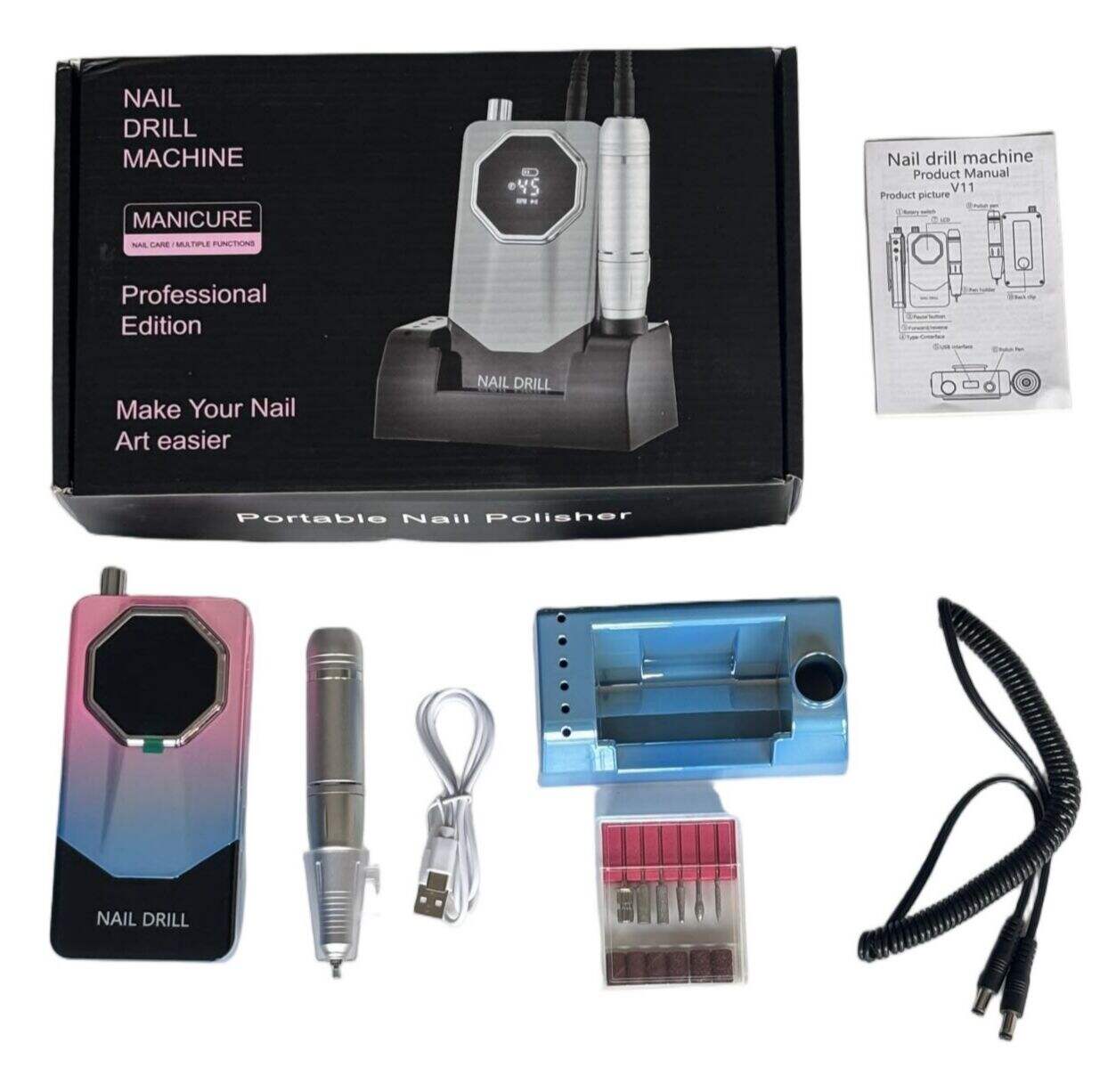 V11 TORNO PARA UÑA BICOLOR GRADIENTE RECARGABLE USB 20u