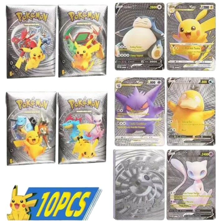 JUEGO DE CARTAS POKEMON x10pcs PLATEADA 900u