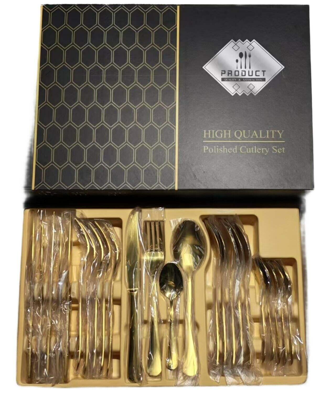 SET DE CUBIERTOS DORADO x24pcs 12u