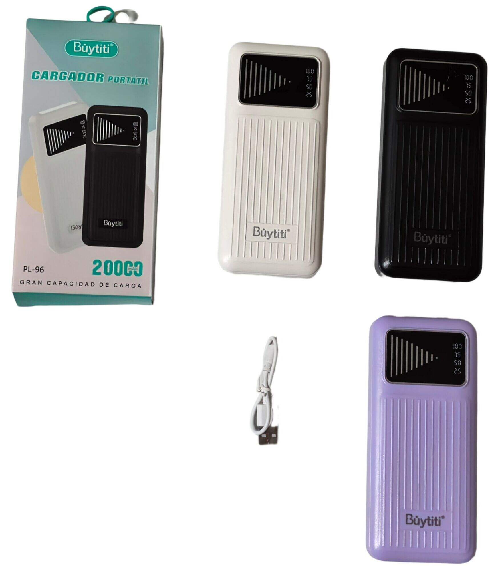 CARGADOR PORTATIL POWER BANK BUYTITI PL-96 20000mAh 100u