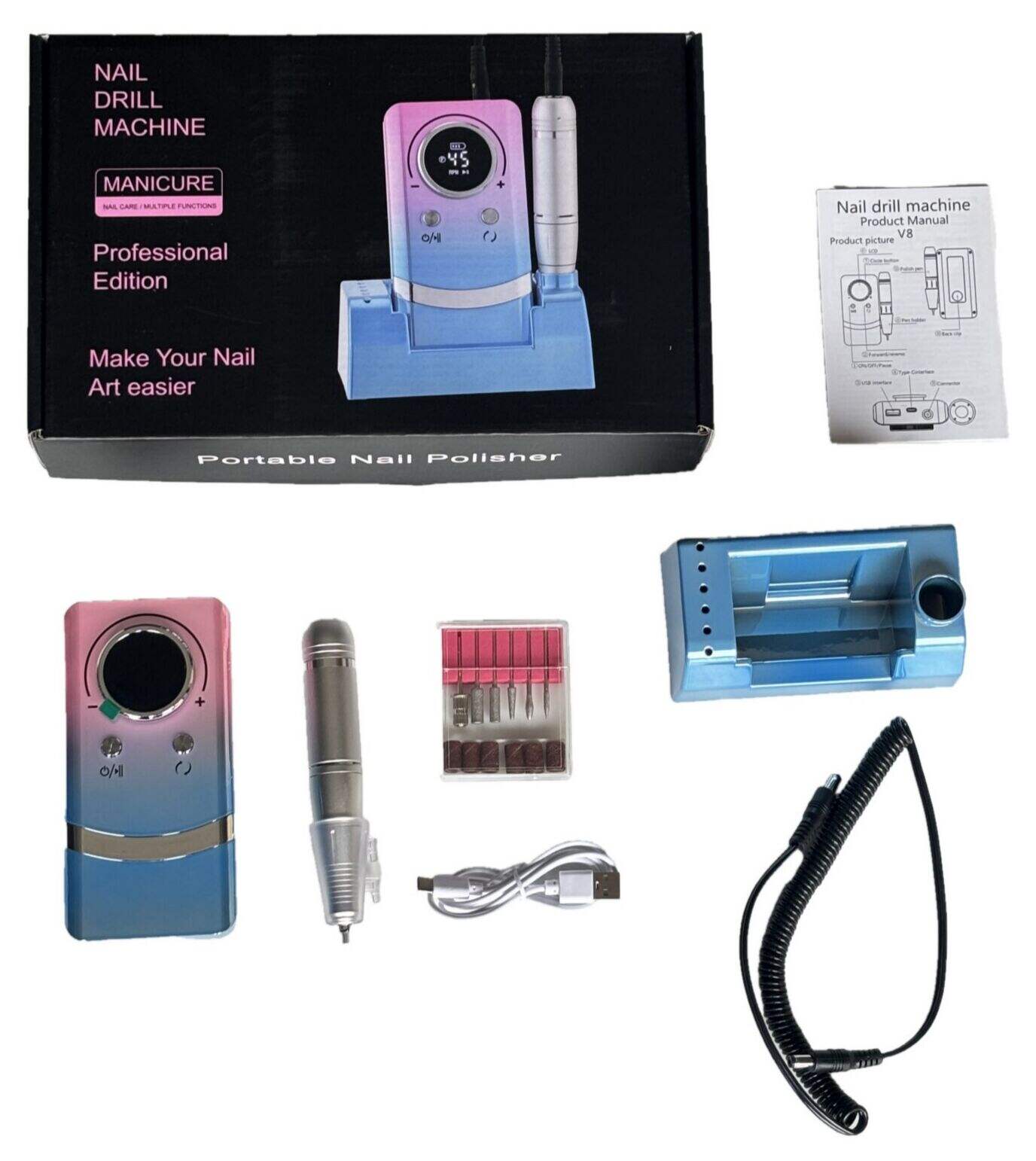 V8 TORNO PARA UÑA BICOLOR GRADIENTE RECARGABLE USB 20u