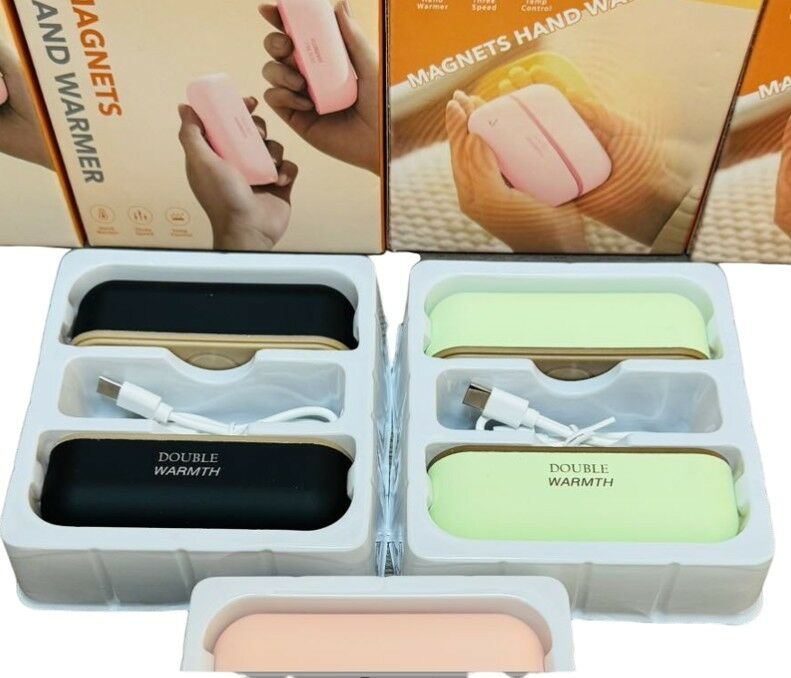 CALENTADOR DE MANOS ELECTRICO MAGNETICO DOUBLE WARMTH RECARGABLE 50negro 50rosa 20verde 120u