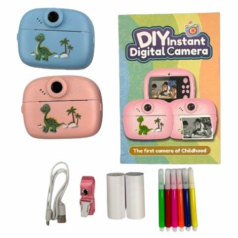 CAMARA IMPRESORA INFANTIL DINOSAURIO C/COLGANTE PAPEL DE IMPRESION 50u