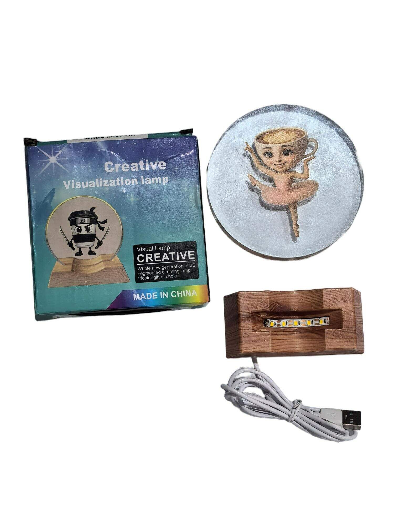 LÁMPARA DECORATIVA BRAINROT 3D 10CM CON BASE DE MADERA A USB 100u