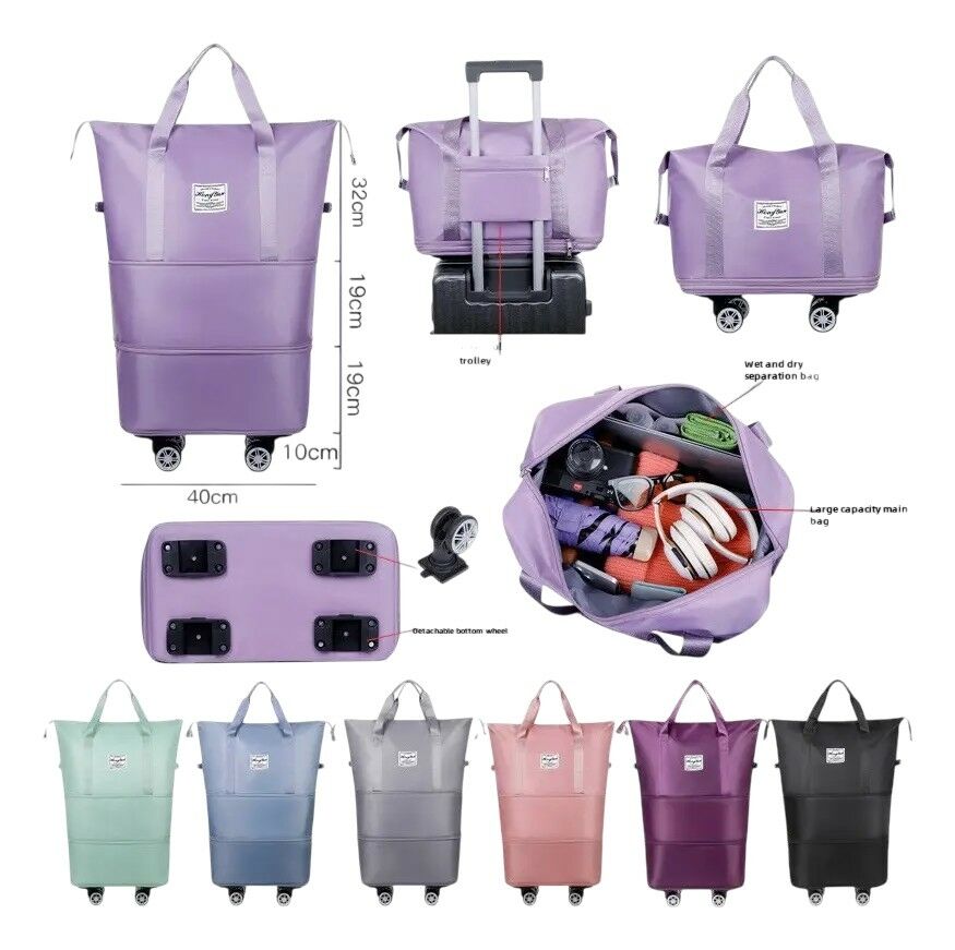BOLSA DE VIAJE MULTIUSO EXPANDIBLE PLEGABLE c/RUEDAS 50u