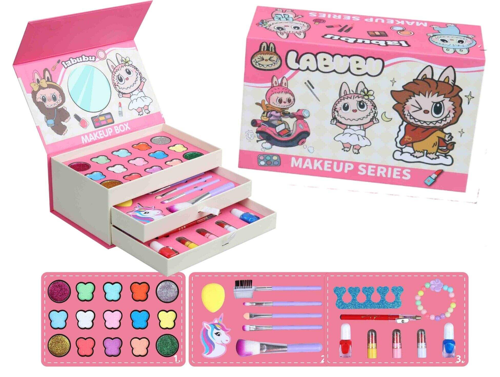 3688-LC4 CAJA DE MAQUILLAJE INFANTIL c/ESPEJO Labubu Stitch 72u