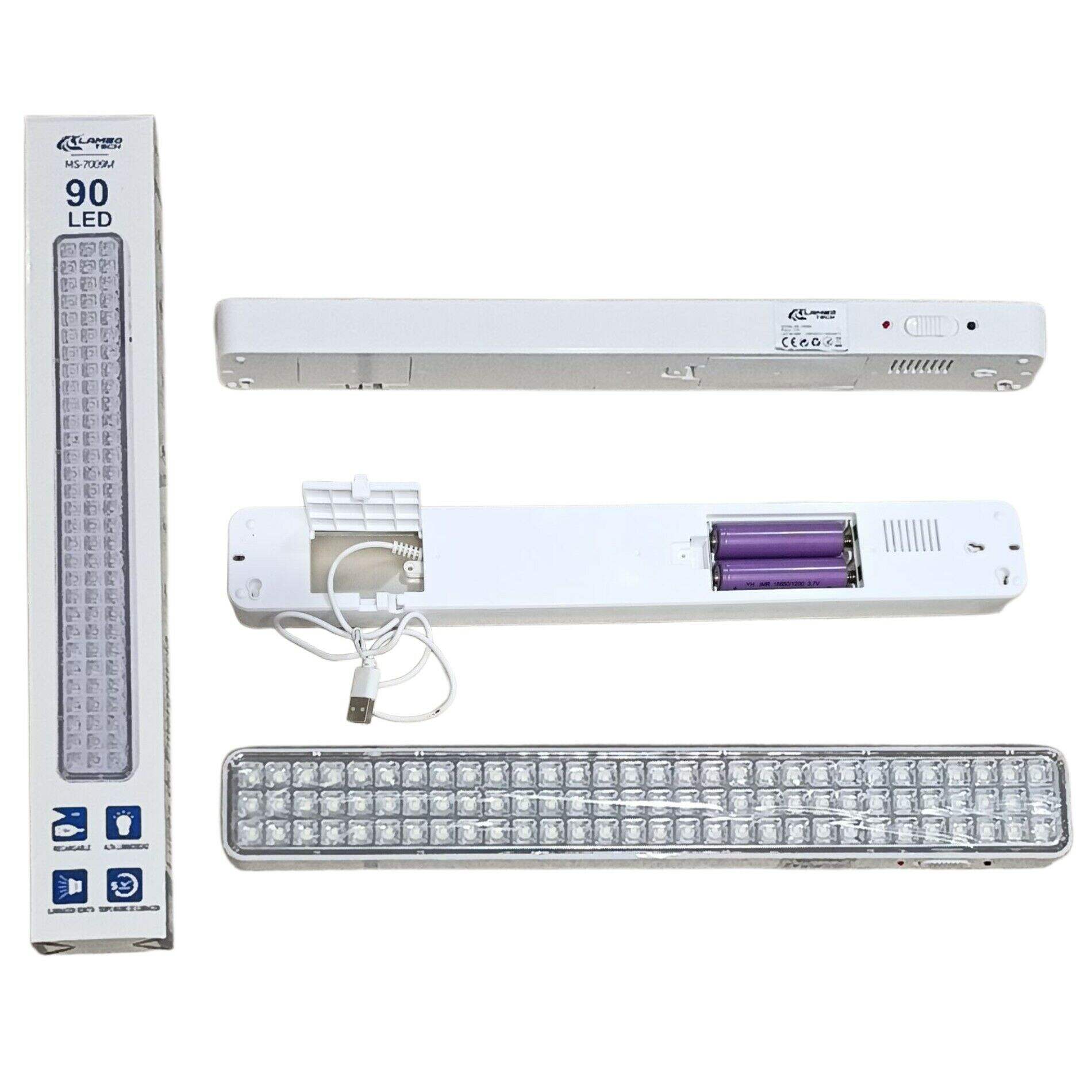 LUZ DE EMERGENCIA 90 LED LAMBO TECH MS-7009M USB RECARGABLE 60u
