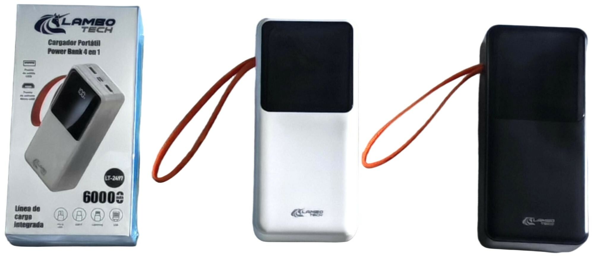 CARGADOR PORTATIL POWER BANK SOLAR 4en1 LAMBO TECH LT-2497 60000mAh 40u