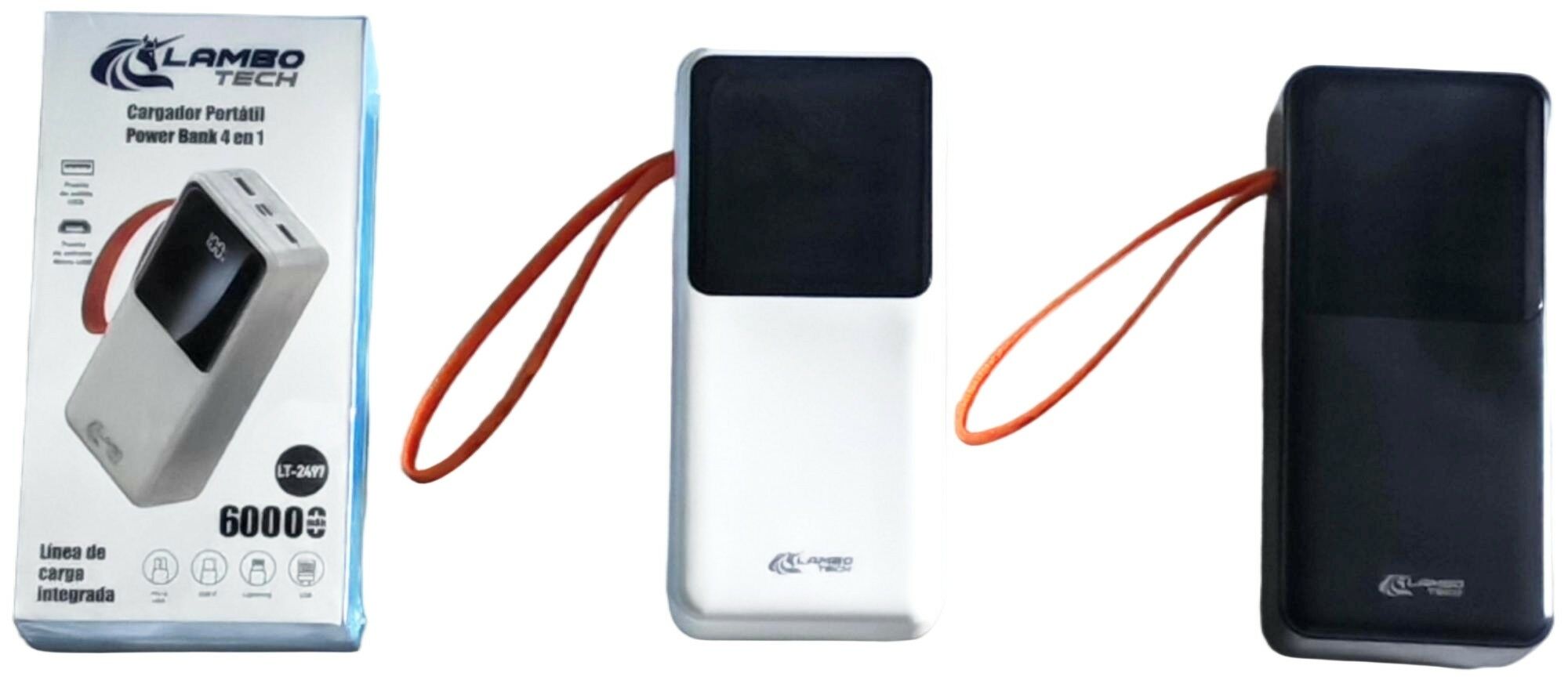 CARGADOR PORTATIL POWER BANK 4en1 LAMBO TECH LT-2497 60000mAh 40u