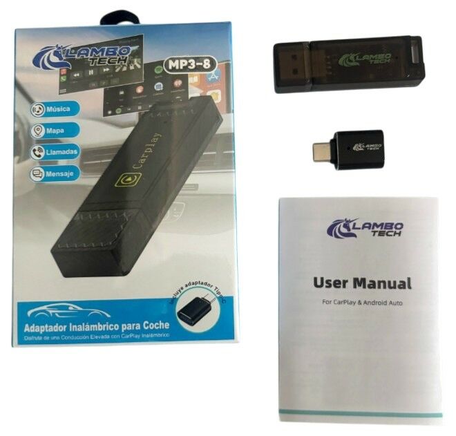 ADAPTADOR INALAMBRICO CARPLAY LAMBO TECH MP3-8 240u