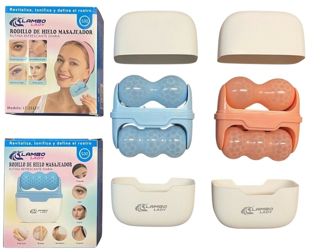 RODILLO MASAJEADOR FACIAL EN FRIO ICE ROLLER 2en1 LAMBO LADY LT-25127 200u