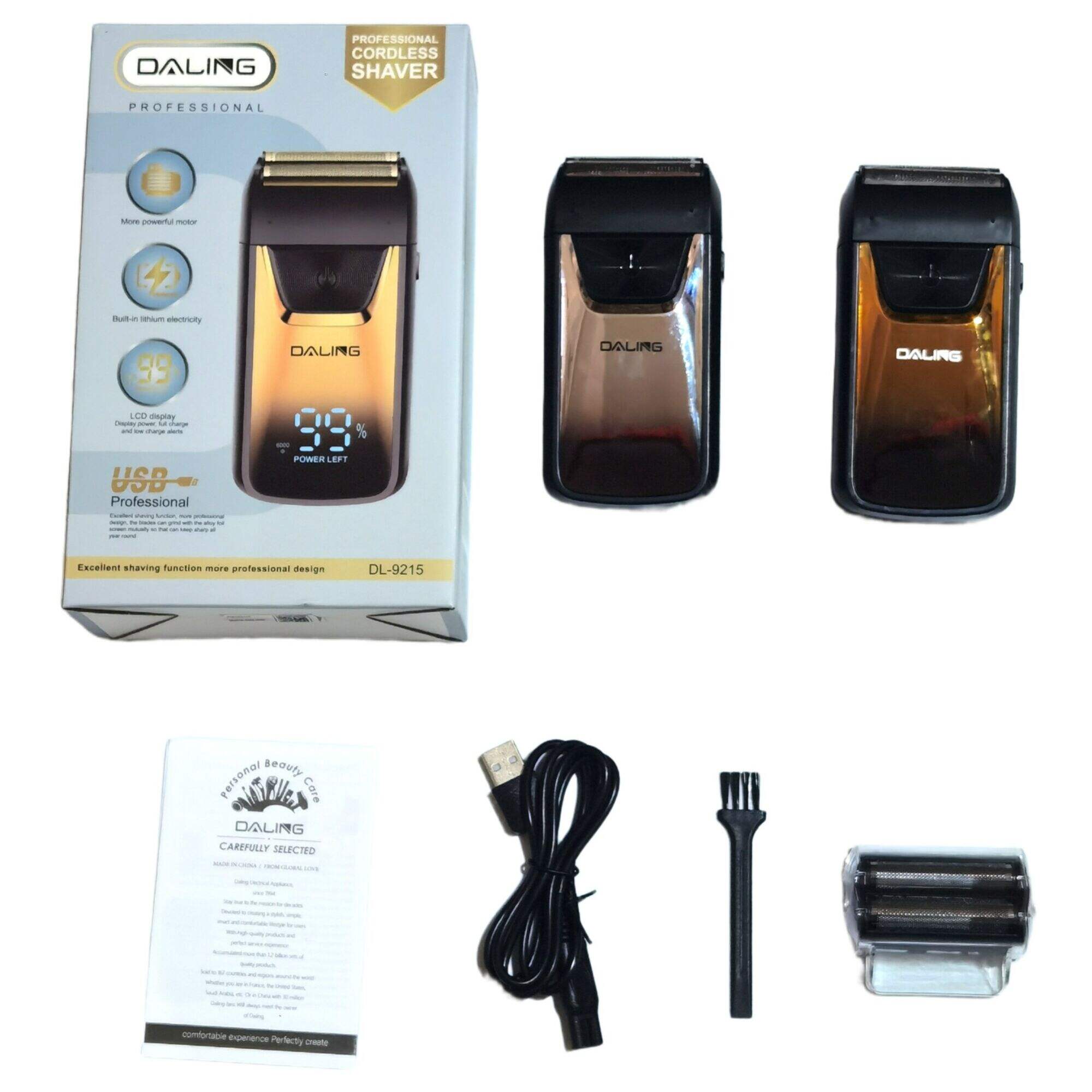 AFEITADORA ELECTRICA DALING PROFESIONAL DL-9215 c/VISOR LCD USB RECARGABLE 1200mAh 60u